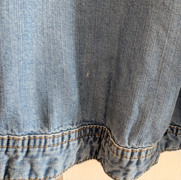 Free People Chambray Tencel Swing Jacket Sapphire Denim Jacket S/P Western Boho - Picture 12 of 16